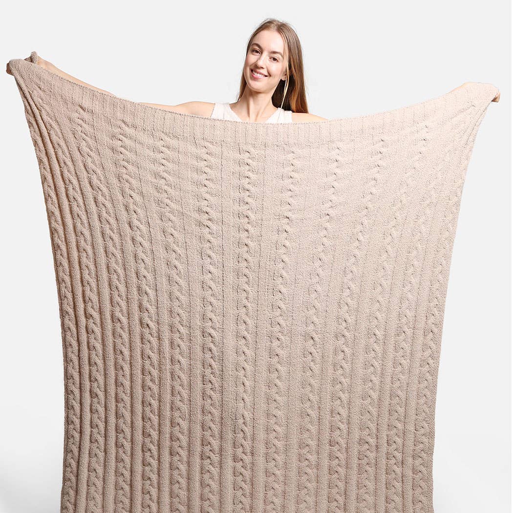 Braided Cable Knit Luxury Soft Throw Blanket - HER Home Design Boutique